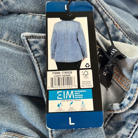 Well Worn Womens Denim Chore Jacket Comfort Stretch Light Blue Sz large 12-14 - Picture 6 of 6